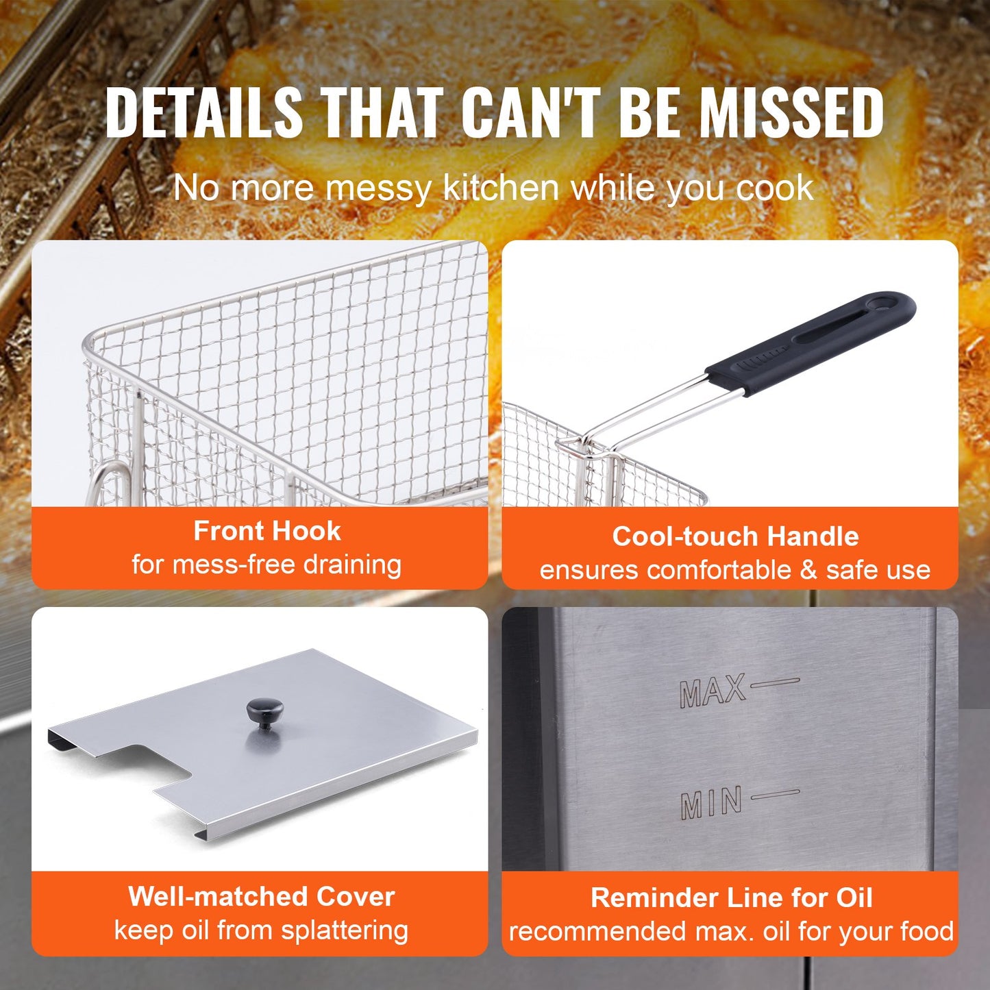 Commercial Electric Deep Fryer Countertop Deep Fryer with Dual Tanks 6000W