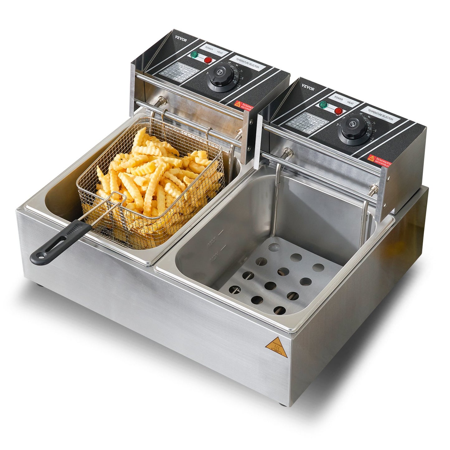 Commercial Electric Deep Fryer Countertop Deep Fryer Dual Detachable Tanks