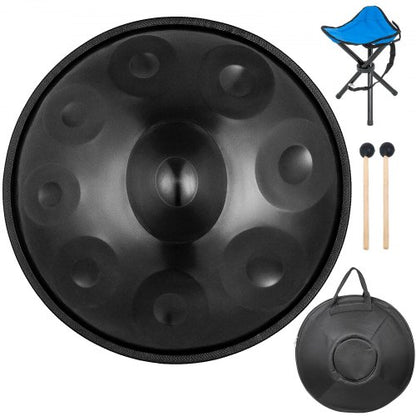 Brown Harmonic Handpan Drum Hand pan In D Minor 9 Notes 22 Inch Steel Hand Drum with Soft Hand Pan Bag Hand Pan Hang Drum, Advanced Hand Pan In D Minor 9 Notes Steel Hand Drum + Soft Hand Pan Bag (22" (56cm), Brown (d Minor) 9 Notes (d3 A Bb C D E F G A)
