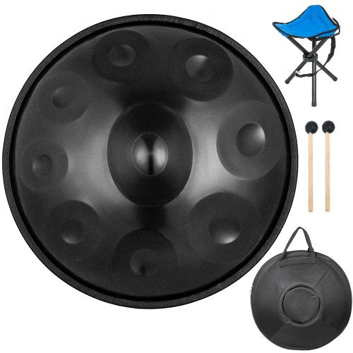 Brown Harmonic Handpan Drum Hand pan In D Minor 9 Notes 22 Inch Steel Hand Drum with Soft Hand Pan Bag Hand Pan Hang Drum, Advanced Hand Pan In D Minor 9 Notes Steel Hand Drum + Soft Hand Pan Bag (22" (56cm), Brown (d Minor) 9 Notes (d3 A Bb C D E F G A)