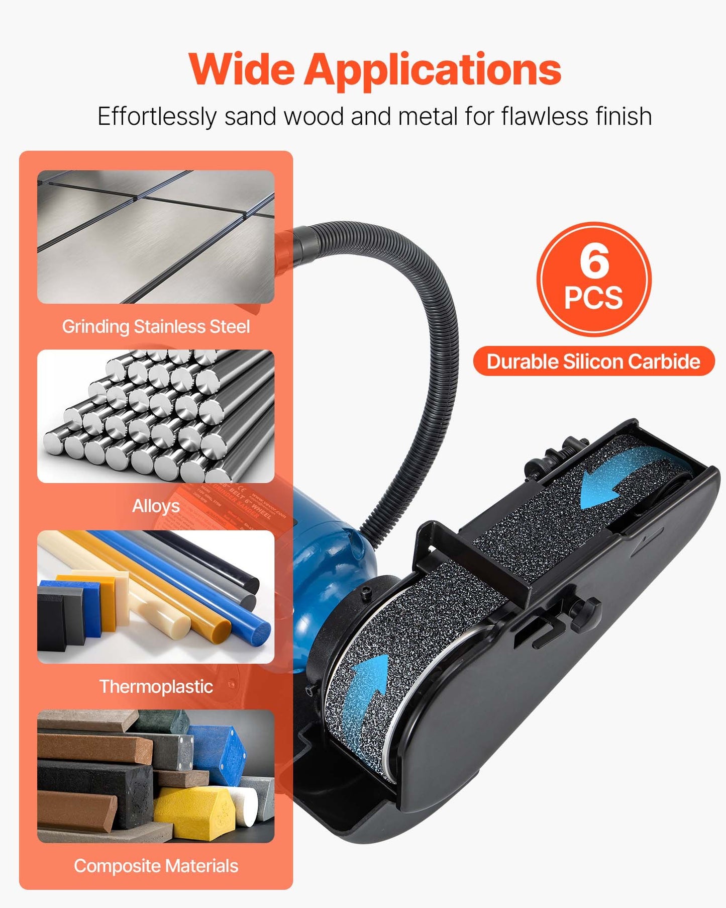 Sanding Belts, 50mm x 1066mm Belt Sander Sanding Belts, 6 PCS (Each of 36 40 60 80 100 120 Assorted Grits) Silicon Carbide for Knife Sharpening, Metalworking, Composites, Plastic Finishing