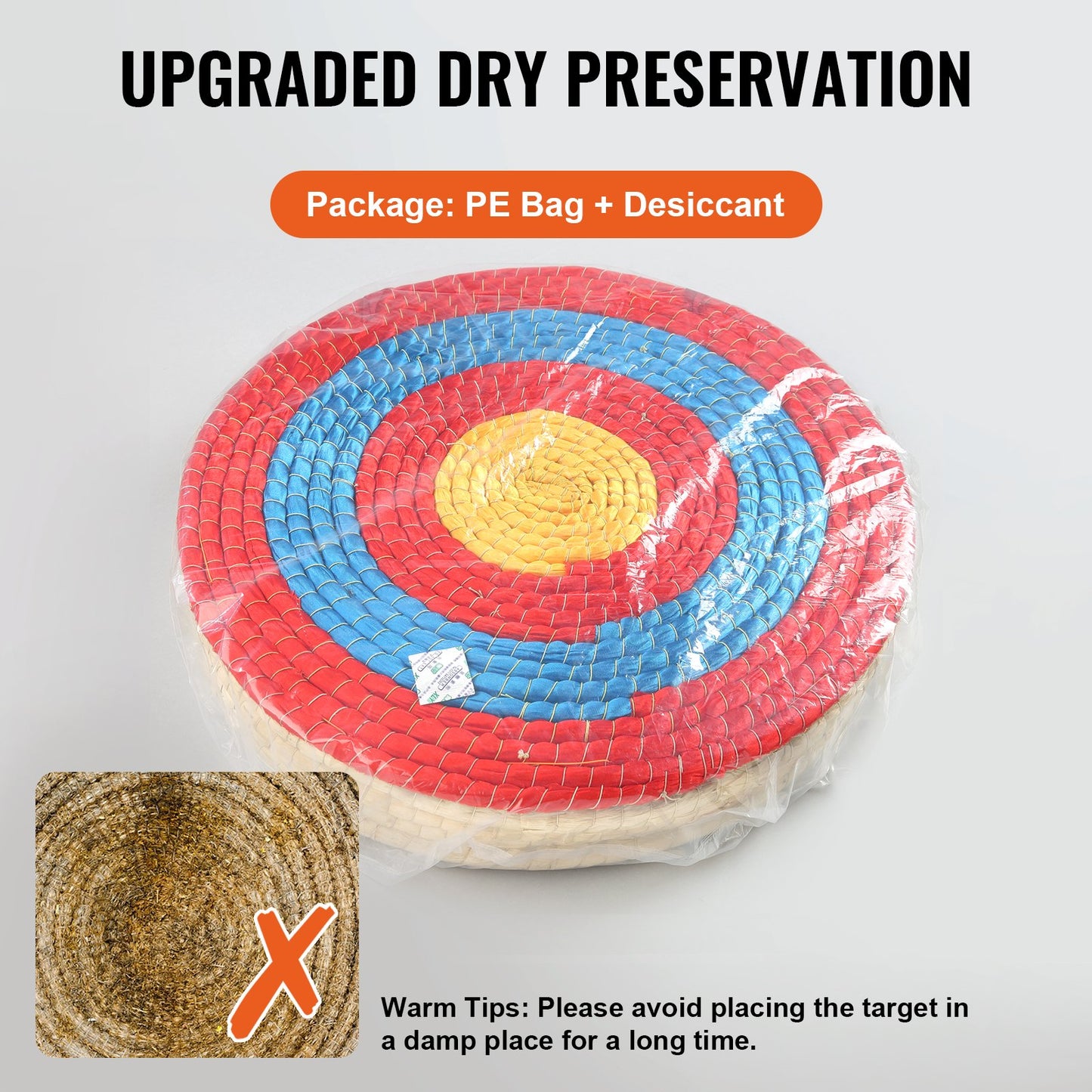 Bågskyttemål, 5 lager 51 cm pilmål, traditionellt massivt halm runt bågskyttemål, handgjort pilmål, färgat repmål för jakt och skytteövning utomhus i trädgården