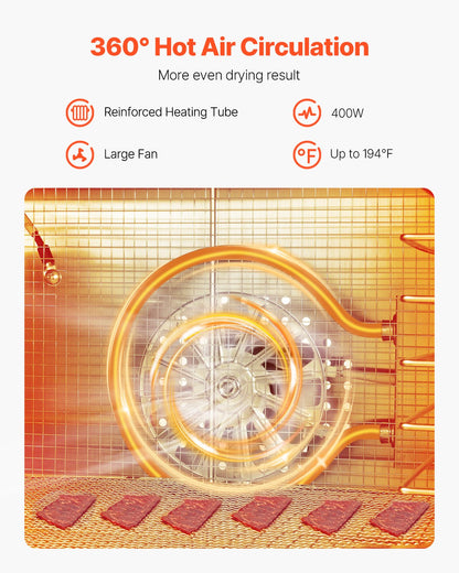 Food Dehydrator Machine, 8 Stainless Steel Trays, 400W Electric Food Dryer with Adjustable Temperature & 24-Hour Timer, Freeze Dryer for Jerky, Meat, Fruit, Vegetables, Herbs, Dog Treats