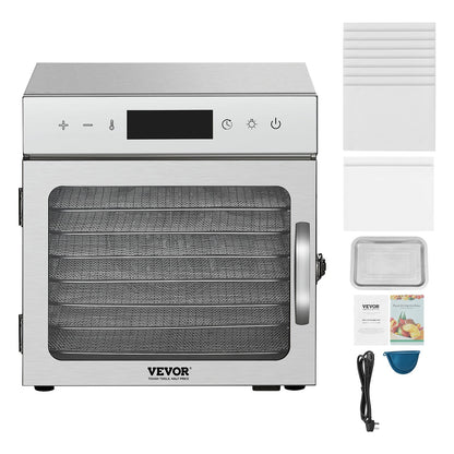 Food Dehydrator Machine, 8 Stainless Steel Trays, 400W Electric Food Dryer with Adjustable Temperature & 24-Hour Timer, Freeze Dryer for Jerky, Meat, Fruit, Vegetables, Herbs, Dog Treats