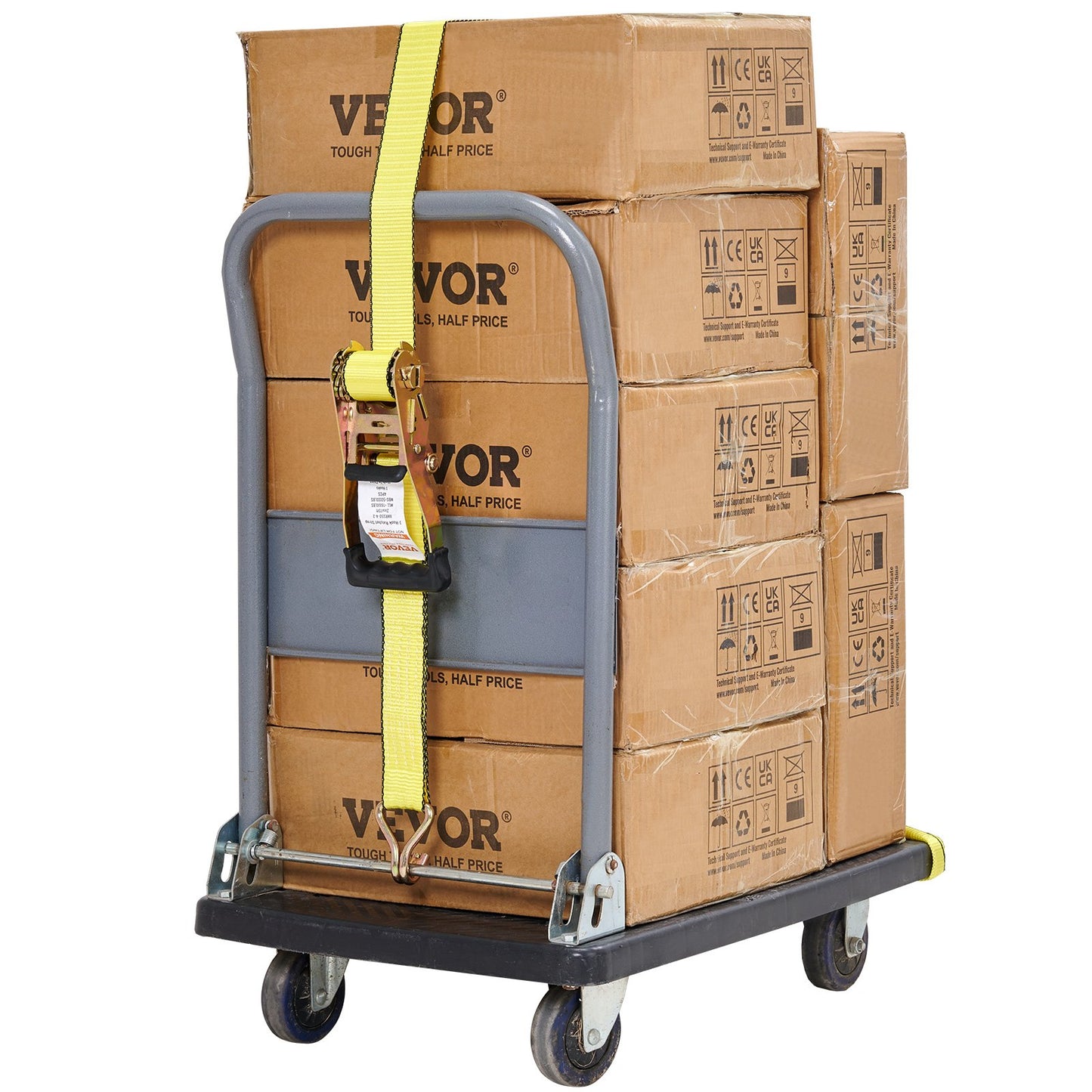 Ratchet Tie Down Straps (4PK), 10000 lb Break Strength, Double J Hook Includes 4 Premium 2" x 27' Rachet Tie Downs with Padded Handles, for Moving Securing Cargo, Appliances, Lawn Equipment