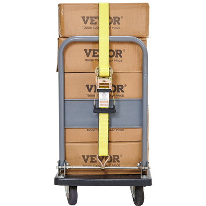 Ratchet Tie Down Straps (4PK), 10000 lb Break Strength, Double J Hook Includes 4 Premium 2" x 27' Rachet Tie Downs with Padded Handles, for Moving Securing Cargo, Appliances, Lawn Equipment