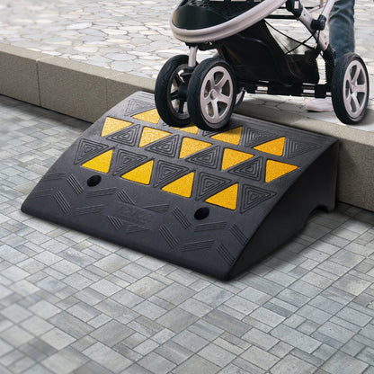 Rubber Curb Ramp 15.2 cm Rise Height Sidewalk Curb Ramp, 37 cm Width 49.1 cm Length Driveway Ramp for Curb, 15T Heavy Duty Rubber Ramp for Forklifts, Trucks, Buses, Cars, Wheelchairs, Bikes