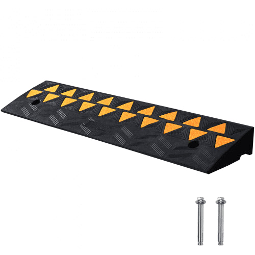Rubber Curb Ramp 9 cm Rise Height Sidewalk Curb Ramp, 25 cm Width 100 cm Length Driveway Ramp for Curb, 15T Heavy Duty Rubber Ramp for Forklifts, Trucks, Buses, Cars, Wheelchairs, Bikes