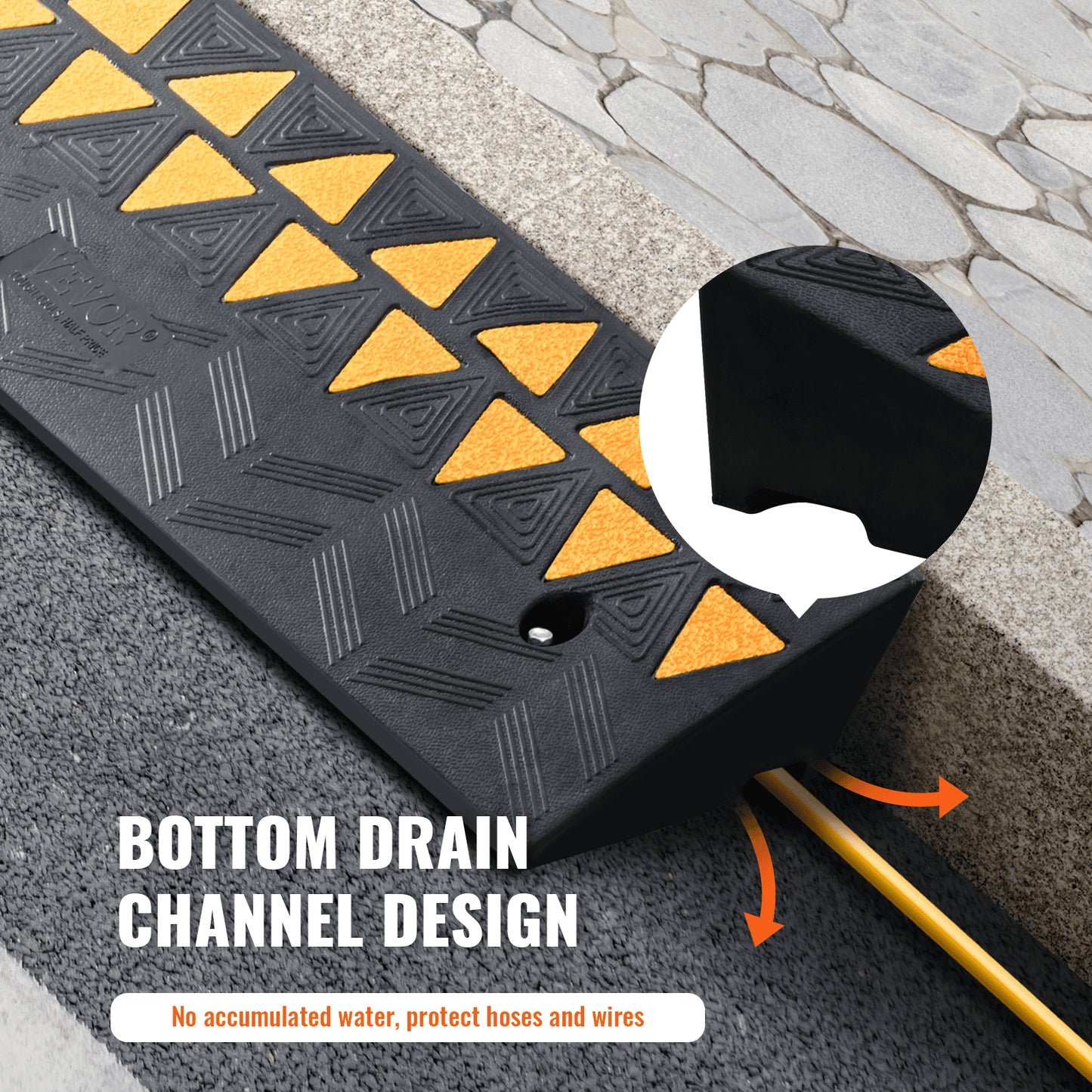 Rubber Curb Ramp 9 cm Rise Height Sidewalk Curb Ramp, 25 cm Width 100 cm Length Driveway Ramp for Curb, 15T Heavy Duty Rubber Ramp for Forklifts, Trucks, Buses, Cars, Wheelchairs, Bikes