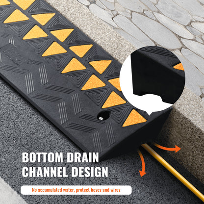 Rubber Curb Ramp 9 cm Rise Height Sidewalk Curb Ramp, 25 cm Width 100 cm Length Driveway Ramp for Curb, 15T Heavy Duty Rubber Ramp for Forklifts, Trucks, Buses, Cars, Wheelchairs, Bikes