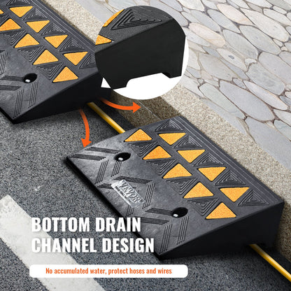 Rubber Curb Ramp 2 Pack, 4.3" Rise Height Heavy-Duty 33069 lbs/15 T Capacity Threshold Ramps, Driveway Ramps with Stable Grid Structure for Cars, Wheelchairs, Bikes, Motorcycles