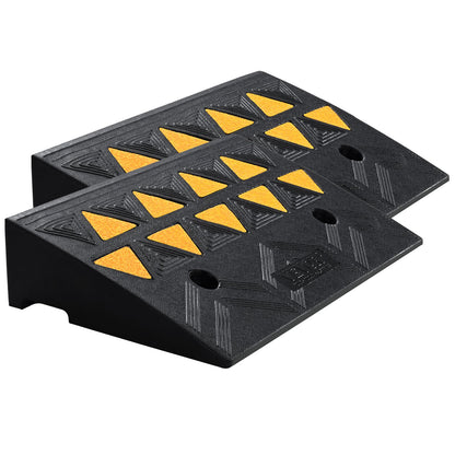 Rubber Curb Ramp 2 Pack, 4.3" Rise Height Heavy-Duty 33069 lbs/15 T Capacity Threshold Ramps, Driveway Ramps with Stable Grid Structure for Cars, Wheelchairs, Bikes, Motorcycles
