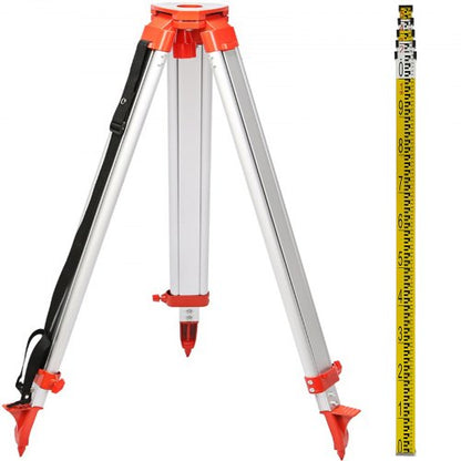 1.65M Aluminum Tripod + 5M 5 Section Dumpy Laser Level Staff for Rotary Laser Level