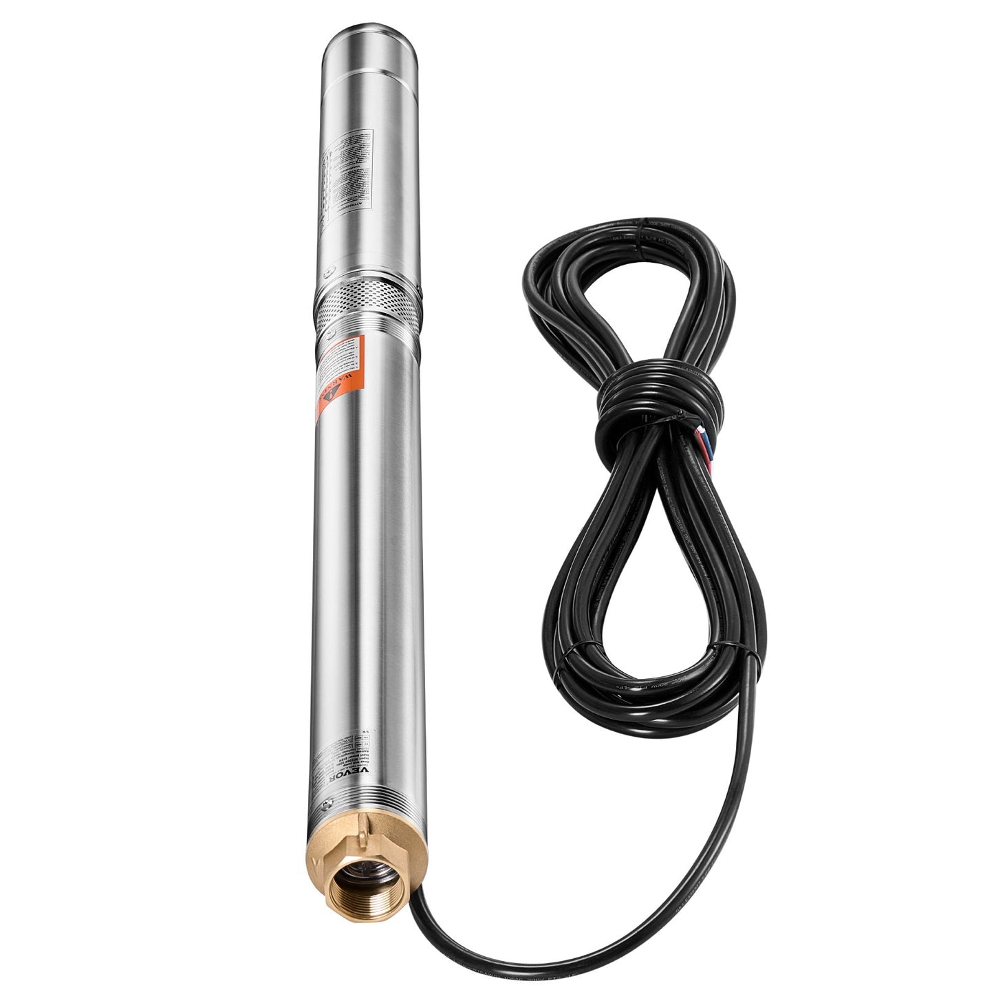 Deep Well Submersible Pump, 550W Output Power, 230V, 100 L/min Flow 53 m(174 ft) Head, with 20 m(65.62 ft) Cord External Control Box, Stainless Steel Water Pump, for Industrial Irrigation and Home Use, IP68