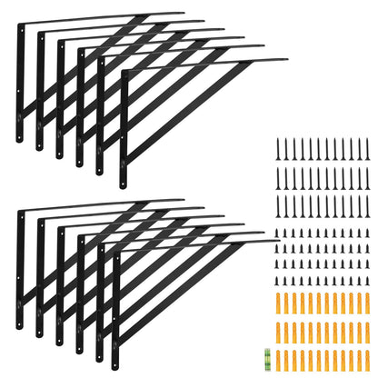 Shelf Bracket, 18 x 12 in 12 Pcs, Heavy Duty Floating Shelf Brackets, Brackets for Shelves, 3mm Thick Matte Black Triangle Shelf Bracket,Steel Shelving Brackets with 160 lbs Load Capacity