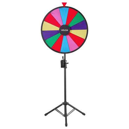 610 mm Spinning Prize Wheel, 14 Slots Spinning Wheel with Tripod, Adjustable Height Win Fortune Roulette with a Dry Erase and 2 Markers, 6 Colors, Easy Assembly, for Party Pub Trade Show Carnival