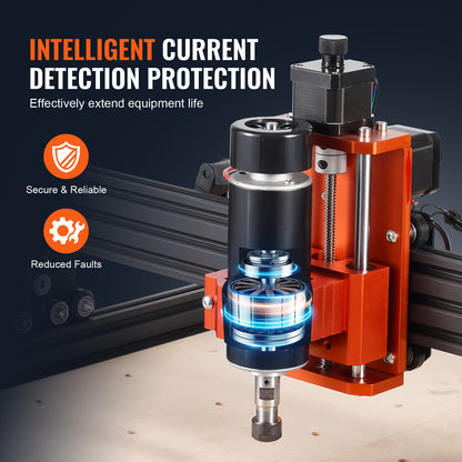 CNC-fräsmaskin, 300 W, 3-axlig GRBL-styrd trägravyr, snidning, fräsmaskin, 15,75 x 15,75 x 2,36 tum / 400 x 400 x 60 mm, arbetsyta 1200 varv/min för trä, akryl, MDF, PVC, plast, skum