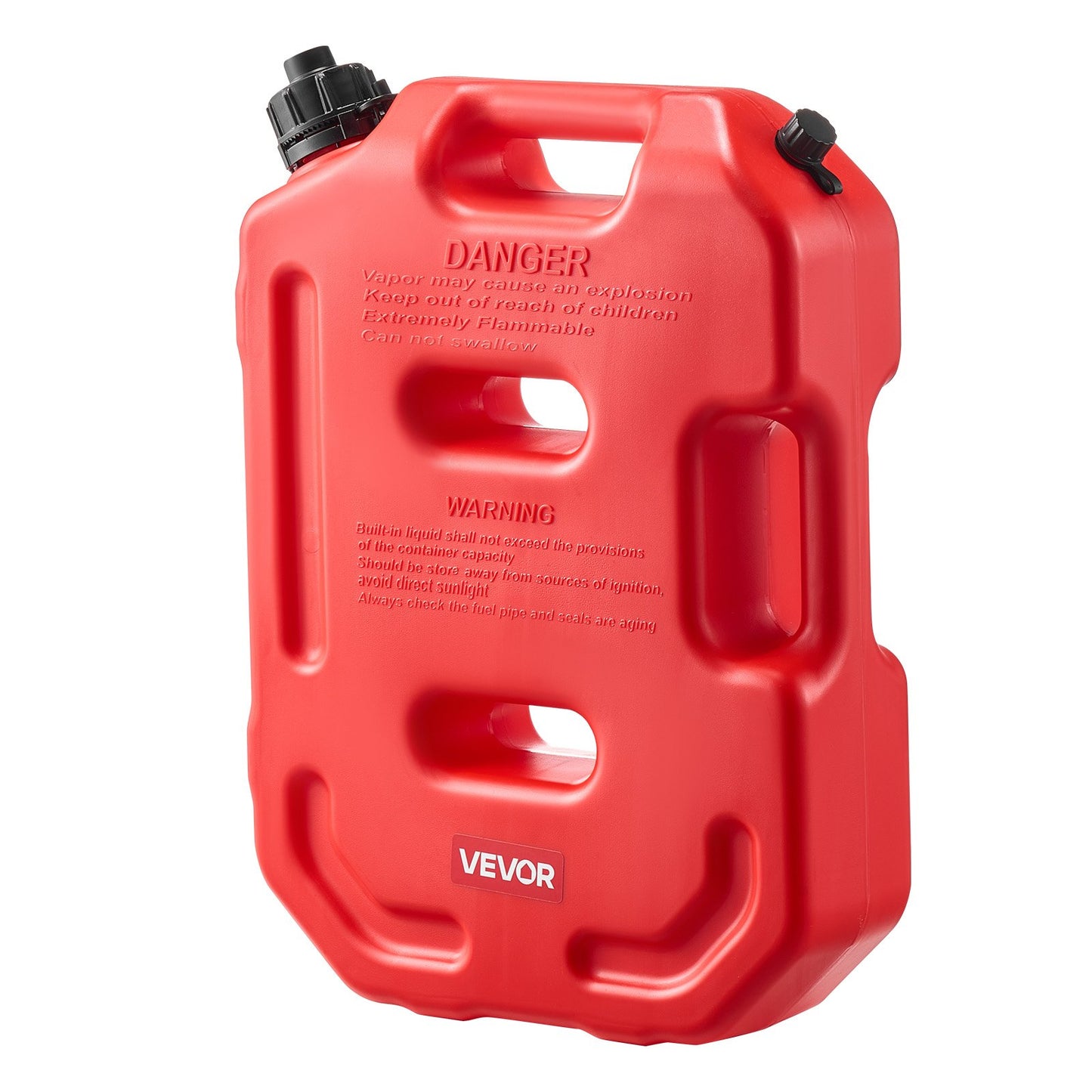 Fuel Container, 10 L, Gas Can with Spout and Lockable Bracket, 15 L/min Max Flow Rate, Secure & Leak-proof, Portable Flat Fluid Container for Most Cars Motorcycle ATV UTV, Red