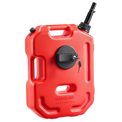 Fuel Container, 10 L, Gas Can with Spout and Lockable Bracket, 15 L/min Max Flow Rate, Secure & Leak-proof, Portable Flat Fluid Container for Most Cars Motorcycle ATV UTV, Red