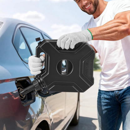 Fuel Container, 5 L, Gas Can with Spout and Lockable Bracket, 15 L/min Max Flow Rate, Secure & Leak-proof, Portable Flat Fluid Container for Most Cars Motorcycle ATV UTV, Black