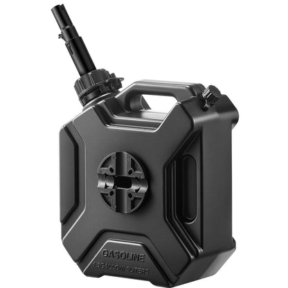 Fuel Container, 5 L, Gas Can with Spout and Lockable Bracket, 15 L/min Max Flow Rate, Secure & Leak-proof, Portable Flat Fluid Container for Most Cars Motorcycle ATV UTV, Black