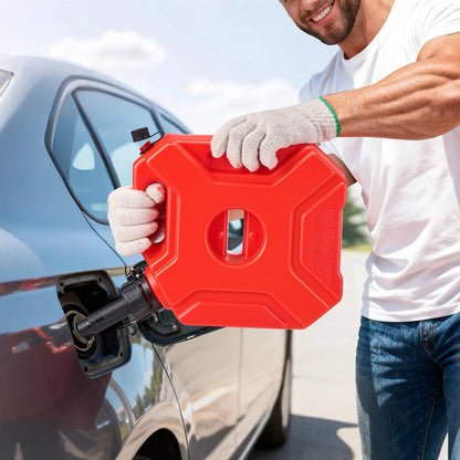 Fuel Container, 5 L, Gas Can with Spout and Lockable Bracket, 15 L/min Max Flow Rate, Secure & Leak-proof, Portable Flat Fluid Container for Most Cars Motorcycle ATV UTV, Red