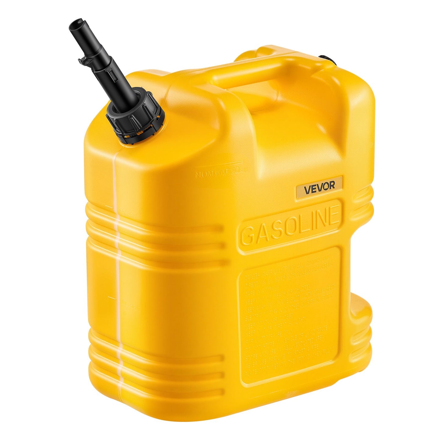 Fuel Container, 19 L, Gas Tank with Spout & Clear Scale, 15 L/min Max Flow Rate, Secure & Leak-proof, Portable Flat Fluid Container for Most Cars Motorcycle SUV ATV UTV, Yellow, 1 Pack