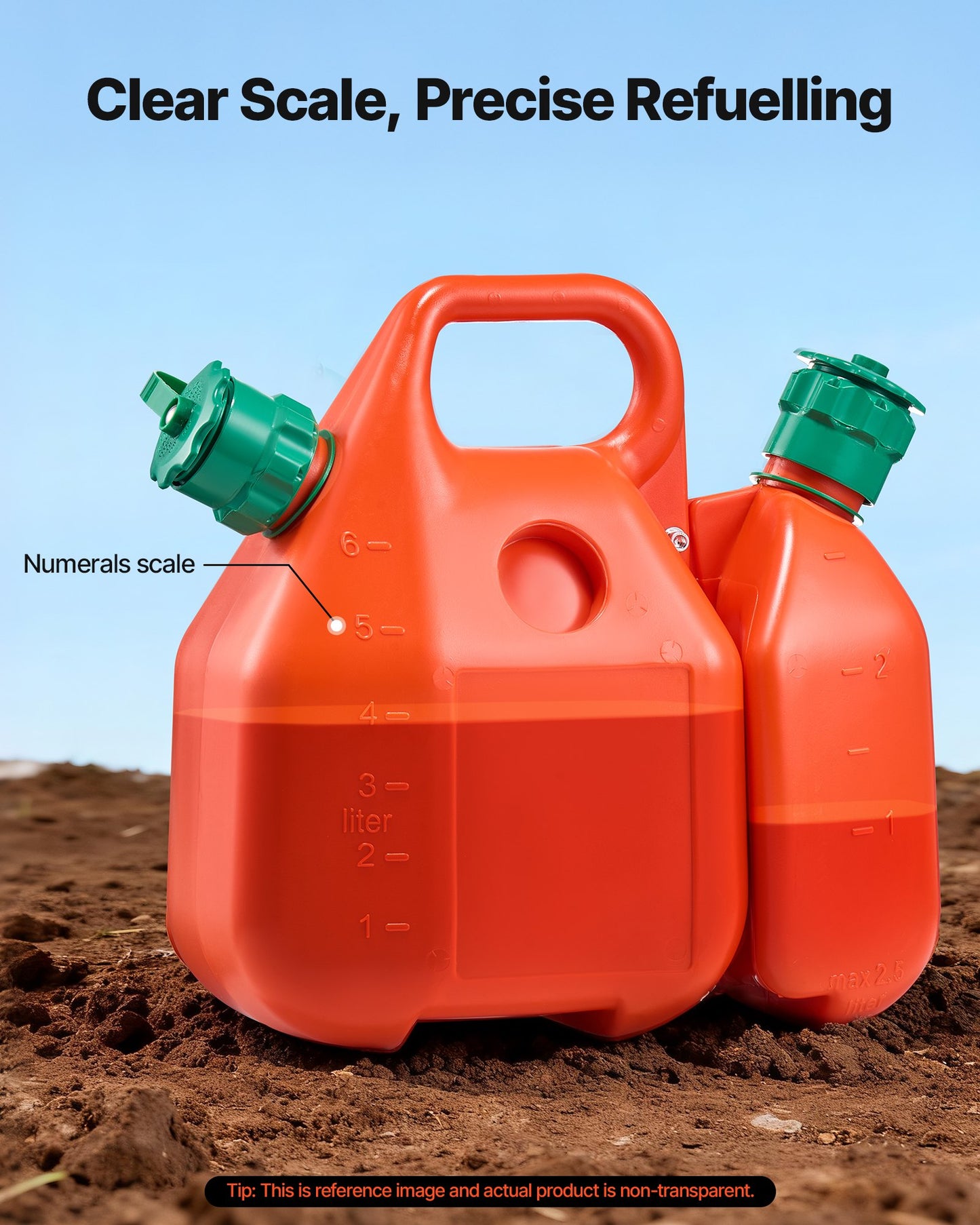 Fuel Container, 6 L, Fuel Tank with Spout & 1.9 L Extra Oil Container, 5.5 L/min Max Flow Rate, Leak-proof and Portable Flat Fluid Container for Most Cars Motorcycle ATV UTV