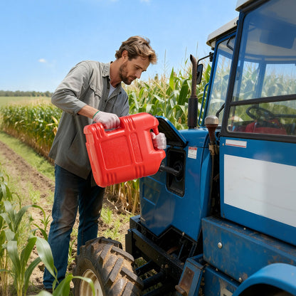 Fuel Container, 19 L, Gas Tank with Spout & Clear Scale, 15 L/min Max Flow Rate, Secure & Leak-proof, Portable Flat Fluid Container for Most Cars Motorcycle ATV UTV, Red, 2 Packs