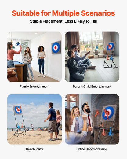 Yxkastspel, plastborstmåltavla med 8 kastyxor, hopfällbar stålram, lätt att förvara, stabil placering för inomhus och utomhus, bakgårds-, trädgårds- och karnevalsspel, vuxna och barn