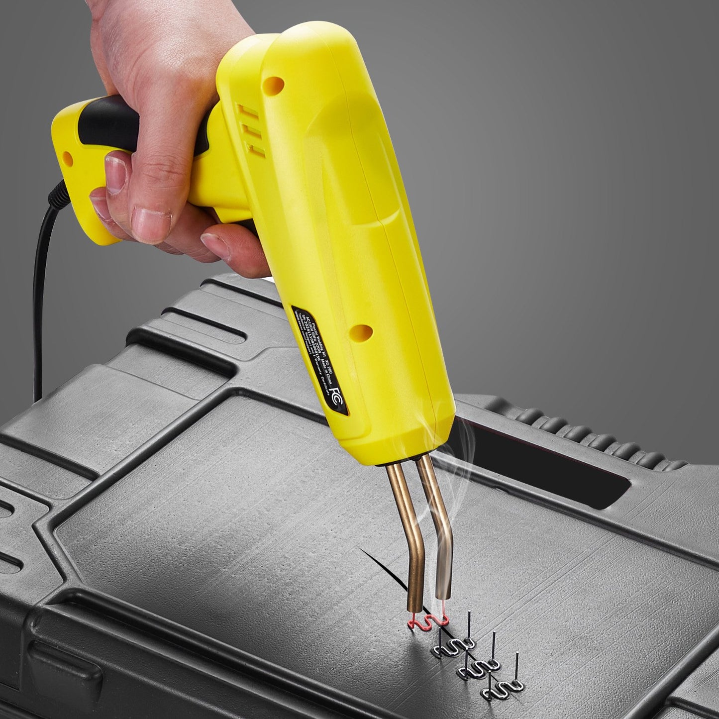 Plastsvetssats, 220W plastsvetspistol med 1200 st. häftklamrar och 76 st. svetstrådar, professionell häftklamrare med LED-ljus, bärväska för kajak, leksaker, reparation av bilstötfångare