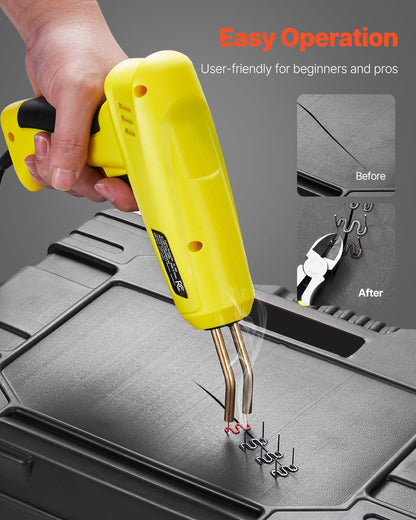 Plastic Welding Kit, 220W Plastic Welder Gun with 800PCS Hot Staples & 56PCS Welding Rods, Professional Hot Staple Welding Gun with LED Light, Carrying Case for Kayak, Toys, Car Bumper Repair