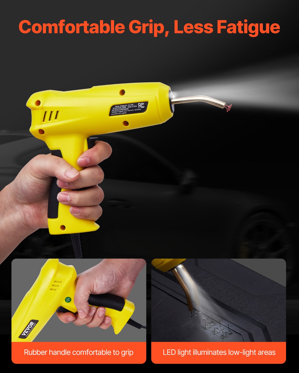 Plastic Welding Kit, 220W Plastic Welder Gun with 800PCS Hot Staples & 56PCS Welding Rods, Professional Hot Staple Welding Gun with LED Light, Carrying Case for Kayak, Toys, Car Bumper Repair