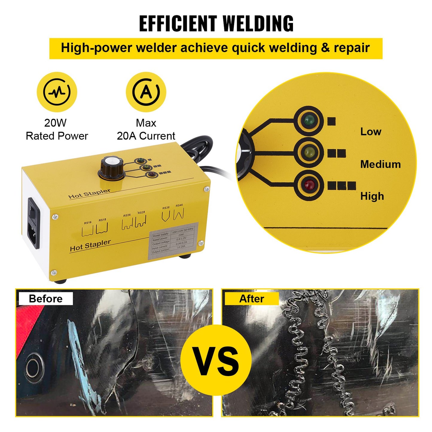220V plastic welding machine hot staple gun hot stapler hot stapler plastic repair kit plastic welder 600 Staples 3 Heat Settings