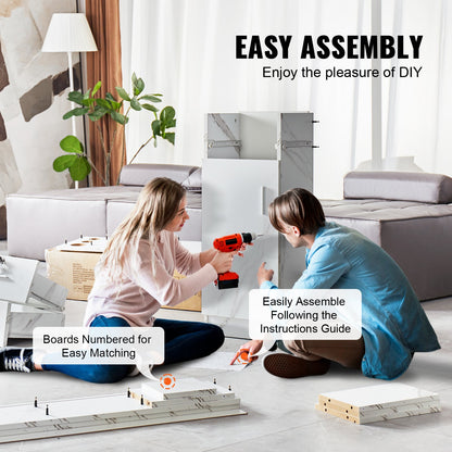 Salon Station, Wall Mount Barber Salon Station for Hair Stylist, Beauty Spa Furniture Set, 1 Storage Cabinet, 3 Cubbies and 2 Drawers(One Lockable), White