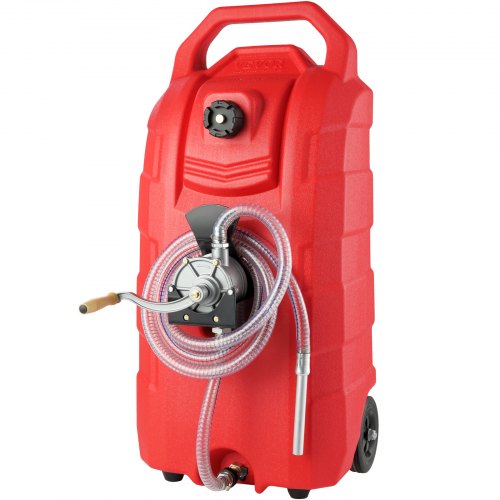 16 Gallon Fuel Caddy, 7.8 L/min, Portable Gas Storage Tank Container with Hand Pump Rubber Wheels, Fuel Transfer Storage Tank for Gasoline Diesel Machine Oil Car Mowers Tractor Boat Motorcycle