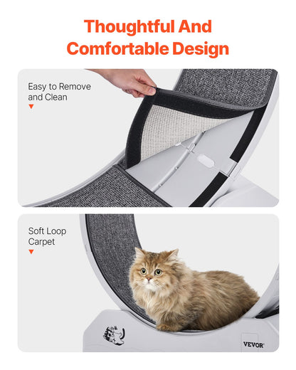 Cat Exercise Wheel, 31.5 in, Large Cat Running Wheel with Secure Brake & Carpeted Runway, Quiet Operation Cat Treadmill, Indoor Cats Exerciser Wheel for Pets Weight Loss & Health White