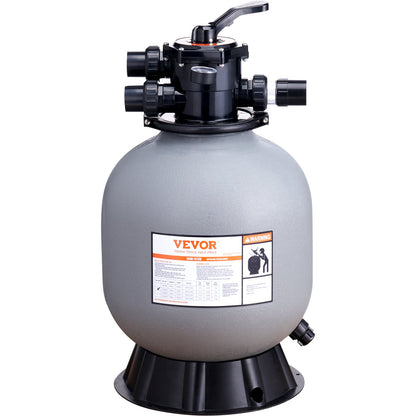 Sand Filter, 19-inch, Up to 45 GPM Flow Rate, Above Inground Swimming Pool Sand Filter System with 7-Way Multi-Port Valve, Filter, Backwash, Rinse, Recirculate, Waste, Winter, Closed Functions