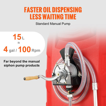 Fuel Caddy, 32 Gallon, Portable Fuel Storage Tank On-Wheels, with Manual Transfer Pump, Gasoline Diesel Fuel Container for Cars, Lawn Mowers, ATVs, Boats, More, Red