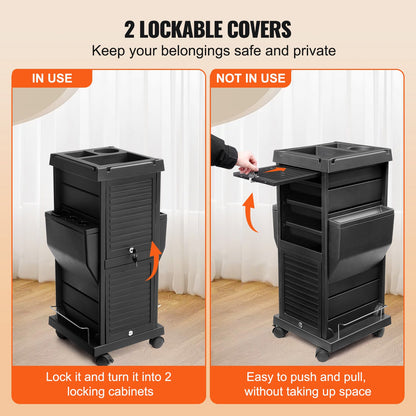 Ultimate Salon Trolley Cart, Lockable Beauty Salon Cart for Stylist with 6 Removable Drawers & Tool Holder, Plastic Hairdressing Rolling Cart with Lockable Wheels for Beauty SPA Barber