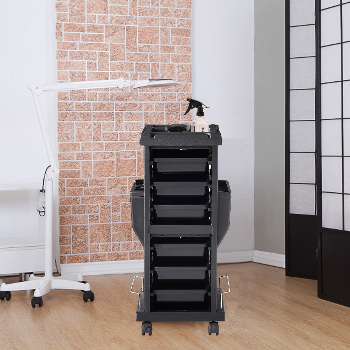 Ultimate Salon Trolley Cart, Lockable Beauty Salon Cart for Stylist with 6 Removable Drawers & Tool Holder, Plastic Hairdressing Rolling Cart with Lockable Wheels for Beauty SPA Barber