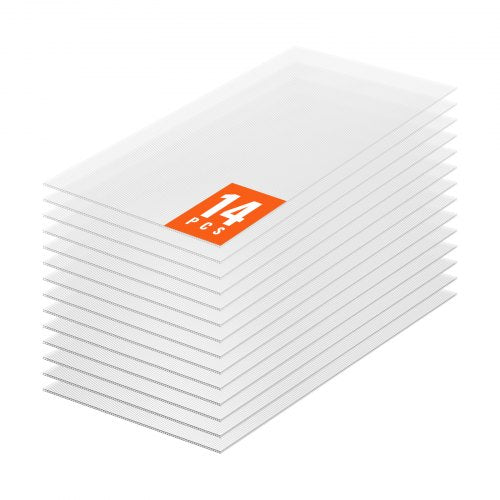 14 Pack Polycarbonate Greenhouse Panels, 2' X 4' X 0.32'' Roof Panels Sheets, Waterproof UV Protected Corrugated Plastic Roofing, Impact Resistance Clear Roofing Sheets for Greenhouse/Garden