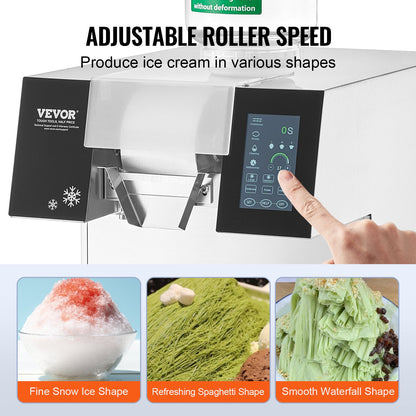 Commercial Snowflake Ice Machine, 397LBS/24H Snowflake Ice Maker, Stainless Steel Ice Shaver Machine, Electric Snow Cone Maker, Liquid Cooling System for Rapid Heat Dissipation, Ice Cream