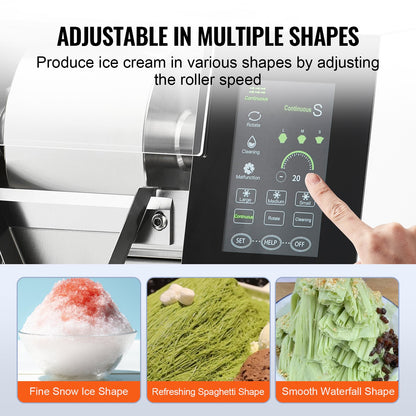 Commercial Snowflake Ice Machine, 529.1LBS/24H Snowflake Ice Maker, Stainless Steel Ice Shaver Machine, Electric Snow Cone Maker, Liquid Cooling System for Rapid Heat Dissipation, Ice Cream