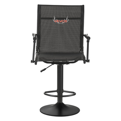 Jaktstol, 360° tyst vridbar, lättviktig blindstol, kraftig stålram, med vadderade armstöd, höjdjusterbar, 136 kg kapacitet, för utomhusfiske, camping