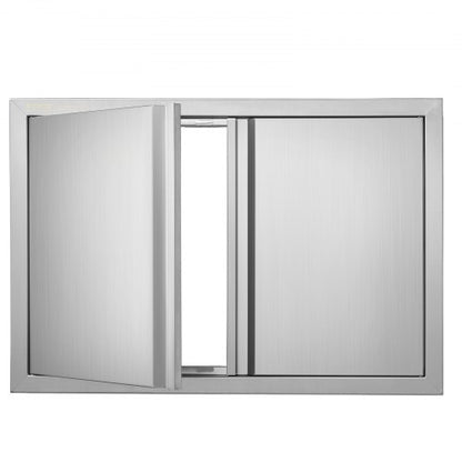 Grilldörr, 774x532 mm dubbel utomhusköksdörr, infälld dörr i rostfritt stål, vertikal väggdörr med infällda handtag, för grillö, grillstation, utomhusskåp