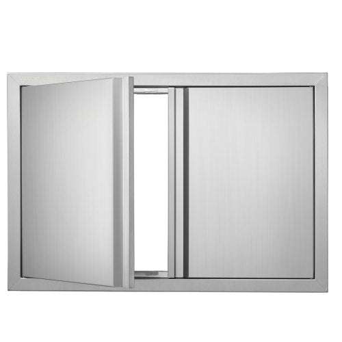 Grilldörr, 774x532 mm dubbel utomhusköksdörr, infälld dörr i rostfritt stål, vertikal väggdörr med infällda handtag, för grillö, grillstation, utomhusskåp