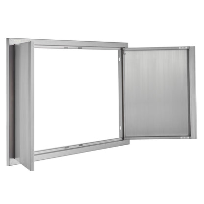 BBQ Access Door, 914x610 mm Double Outdoor Kitchen Door, Stainless Steel Flush Mount Door, Wall Vertical Door with Recessed Handles , for BBQ Island, Grilling Station, Outside Cabinet