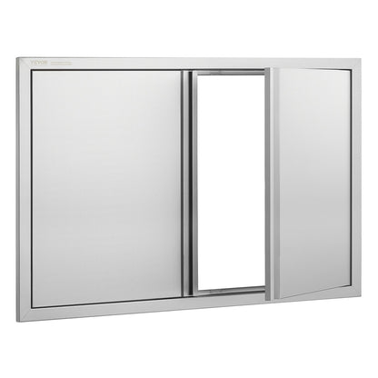 BBQ Access Door, 914x610 mm Double Outdoor Kitchen Door, Stainless Steel Flush Mount Door, Wall Vertical Door with Recessed Handles , for BBQ Island, Grilling Station, Outside Cabinet