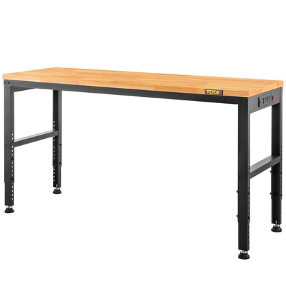 Adjustable Height Workbench 154.9 cm L x 50.8 cm W Work Bench Table with Power Outlet